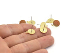 Brass Round Earring, 8 Raw Brass Round Earring Studs (13x10x0.80mm) M037 A1542