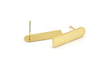 Stud Earring, 4 Gold Plated Copper D Shape Stud Earrings (23x6x0.80mm) M090 A1491 Q0979