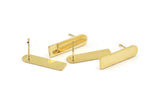 Stud Earring, 4 Gold Plated Copper D Shape Stud Earrings (23x6x0.80mm) M090 A1491 Q0979