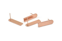 Stud Earring, 4 Rose Gold Plated Copper D Shape Stud Earrings (23x6x0.80mm) M090 A1491 Q0979
