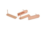 Stud Earring, 4 Rose Gold Plated Copper D Shape Stud Earrings (23x6x0.80mm) M090 A1491 Q0979