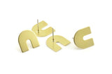 Stud Earring, 8  Raw Brass U Shaped Stud Earrings (15x1mm) M03414 A5480