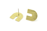 Stud Earring, 8 Textured Raw Brass U Shaped Stud Earrings (15x0.80mm) M162 A1560