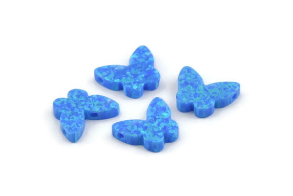 Opal Butterfly Beads, Synthetic Blue Opal Beads,Tiny Butterfly Bead, Butterfly Charm, Exotic Beads (11x10mm) F061