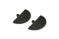 Semi Circle Charm, 4 Oxidized Black Brass Half Moon Charms With 1 Loop, Findings, Pendants (22x14x1.2mm) N1091 H1676