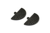 Semi Circle Charm, 4 Oxidized Black Brass Half Moon Charms With 1 Loop, Findings, Pendants (22x14x1.2mm) N1091 H1676
