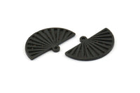 Semi Circle Charm, 4 Oxidized Black Brass Half Moon Charms With 1 Loop, Findings, Pendants (22x14x1.2mm) N1091 H1676