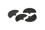 Semi Circle Charm, 4 Oxidized Black Brass Half Moon Charms With 1 Loop, Findings, Pendants (22x14x1.2mm) N1091 H1676