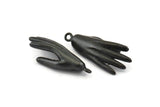 Black Hand Charm, Oxidized Black Brass Hand Charms With 1 Loop, Pendants, Earrings, Findings (37x15mm) N1055 H1164