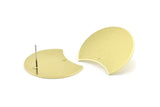 Brass Moon Earring, 4 Raw Brass Moon Stud Earrings With 1 Hole (28x21x0.80mm) M050 A1513