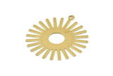 Brass Sun Charm, 12 Raw Brass Sunshine Pendants With 1 Loop, Findings (33x30x0.50mm) A1517