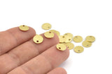 Brass Round Tag, 50 Textured Raw Brass Round Tags With 1 Hole, Stamping Tags (8x0.80mm) M339