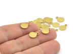 Brass Circle Charm, 50 Textured Raw Brass Round Tags With 1 Loop, Findings (11x8x0.80mm) M342