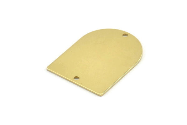 D Shape Charm, 6 Raw Brass D Shaped Charms With 2 Holes, Stamping Blanks, Findings (28x21x0.80mm) M345