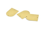 D Shape Charm, 6 Raw Brass D Shaped Charms With 2 Holes, Stamping Blanks, Findings (28x21x0.80mm) M345