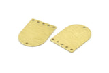 D Shape Charm, 6 Textured Raw Brass D Shaped Charms With 6 Holes, Stamping Blanks, Findings (28x21x0.80mm) M354