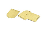 D Shape Charm, 6 Textured Raw Brass D Shaped Charms With 6 Holes, Stamping Blanks, Findings (28x21x0.80mm) M354