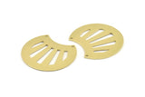 Brass Shell Charm, 4 Raw Brass Shell Pendants With 2 Holes (35x28x0.80mm) M376