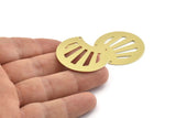 Brass Shell Charm, 4 Raw Brass Shell Pendants With 2 Holes (35x28x0.80mm) M376