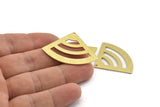 Brass Triangle Charm, 6 Textured Raw Brass Fan Charms With 1 Hole, Stamping Blanks, Findings (40x27x0.80mm) M370