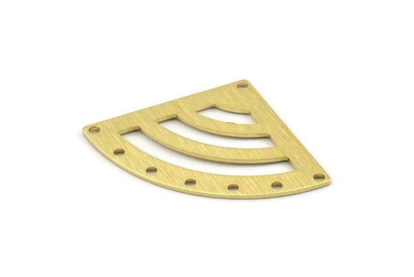 Brass Triangle Charm, 6 Textured Raw Brass Fan Charms With 8 Holes, Stamping Blanks, Findings (40x27x0.80mm) M371