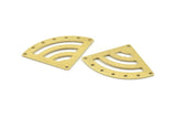 Brass Triangle Charm, 6 Textured Raw Brass Fan Charms With 8 Holes, Stamping Blanks, Findings (40x27x0.80mm) M371
