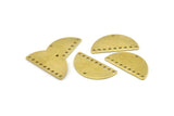 Half Moon Charm, 10 Raw Brass Semi Circle Blanks With 10 Holes (30x15x0.80mm) A1573