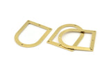 D Shape Rings - 10 Raw Brass D Shape Charms With 4 Holes, Pendants (35x28x0.80mm) M386