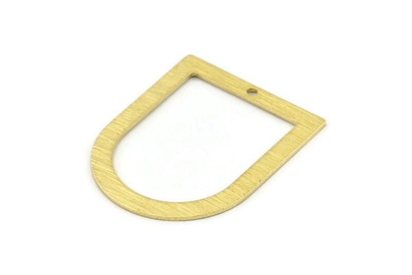 D Shape Rings - 10 Textured Raw Brass D Shape Charms With 1 Hole, Pendants (35x28x0.80mm) M380