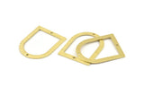 D Shape Rings - 10 Textured Raw Brass D Shape Charms With 2 Holes, Pendants (35x28x0.80mm) M381