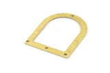 D Shape Rings - 10 Textured Raw Brass D Shape Charms With 4 Holes, Pendants (35x28x0.80mm) M382