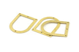 D Shape Rings - 10 Textured Raw Brass D Shape Charms With 4 Holes, Pendants (35x28x0.80mm) M382
