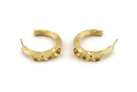 Gold Geometric Earring, 2 Gold Plated Brass Textured Geometric Earrings - Pad Size 6mm (29x4mm) N0959