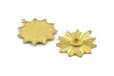 Brass Badge Charm, Raw Brass Rosette Charm Pendants With 1 Loop, Earrings (37x33mm) N0732