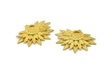 Brass Sunflower Charm, Raw Brass Flower Charm Earrings With 1 Loop, Pendants, Earrings (28x39mm) N0735