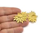 Brass Sunflower Charm, Raw Brass Flower Charm Earrings With 1 Loop, Pendants, Earrings (28x39mm) N0735