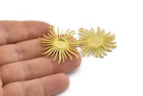 Brass Sun Charm, Raw Brass Sunshine Charm Pendants With 1 Loop, Earrings (35x33mm) N0740