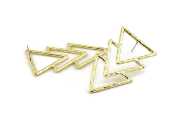 Brass Triangle Earring, 2 Raw Brass Stud Earrings (50x27x2mm) N0965 A1366