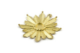 Brass Rosette Charm, Raw Brass Badge Charm Pendants With 1 Loop, Earrings - Pad Size 6mm (33x35mm) N0744