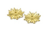 Brass Rosette Charm, Raw Brass Badge Charm Pendants With 1 Loop, Earrings - Pad Size 6mm (33x35mm) N0744