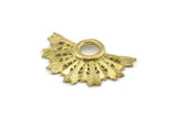 Brass Badge Charm, Raw Brass Rosette Charm Pendants, Earrings, Findings (32x21mm) N0754