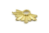 Brass Badge Charm, Raw Brass Rosette Charm Pendants, Earrings, Findings (30x21mm) N0755