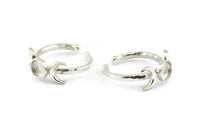 Silver Ring Settings,  925 Silver Moon And Planet Ring With 1 Stone Setting - Pad Size 6mm N1160