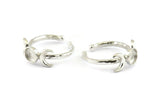 Silver Ring Settings,  925 Silver Moon And Planet Ring With 1 Stone Setting - Pad Size 6mm N1160