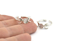 Silver Ring Settings,  925 Silver Moon And Planet Ring With 1 Stone Setting - Pad Size 6mm N1160