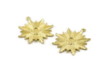 Brass Badge Charm, Raw Brass Rosette Charm Pendants With 1 Loop, Earrings - Pad Size 6mm (37x34mm) N0757