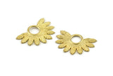 Brass Badge Charm, Raw Brass Rosette Charm Pendants, Earrings, Findings (33x23mm) N0759