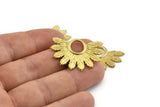 Brass Badge Charm, Raw Brass Rosette Charm Pendants, Earrings, Findings (33x23mm) N0759