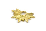 Brass Badge Charm, Raw Brass Rosette Charm Pendants, Earrings, Findings (33x22mm) N0760