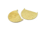 Brass Ethnic Pendant, Hammered Raw Brass Semi Circle Charms With 2 Loops, Connectors, Findings (34x24x1mm) N0763
